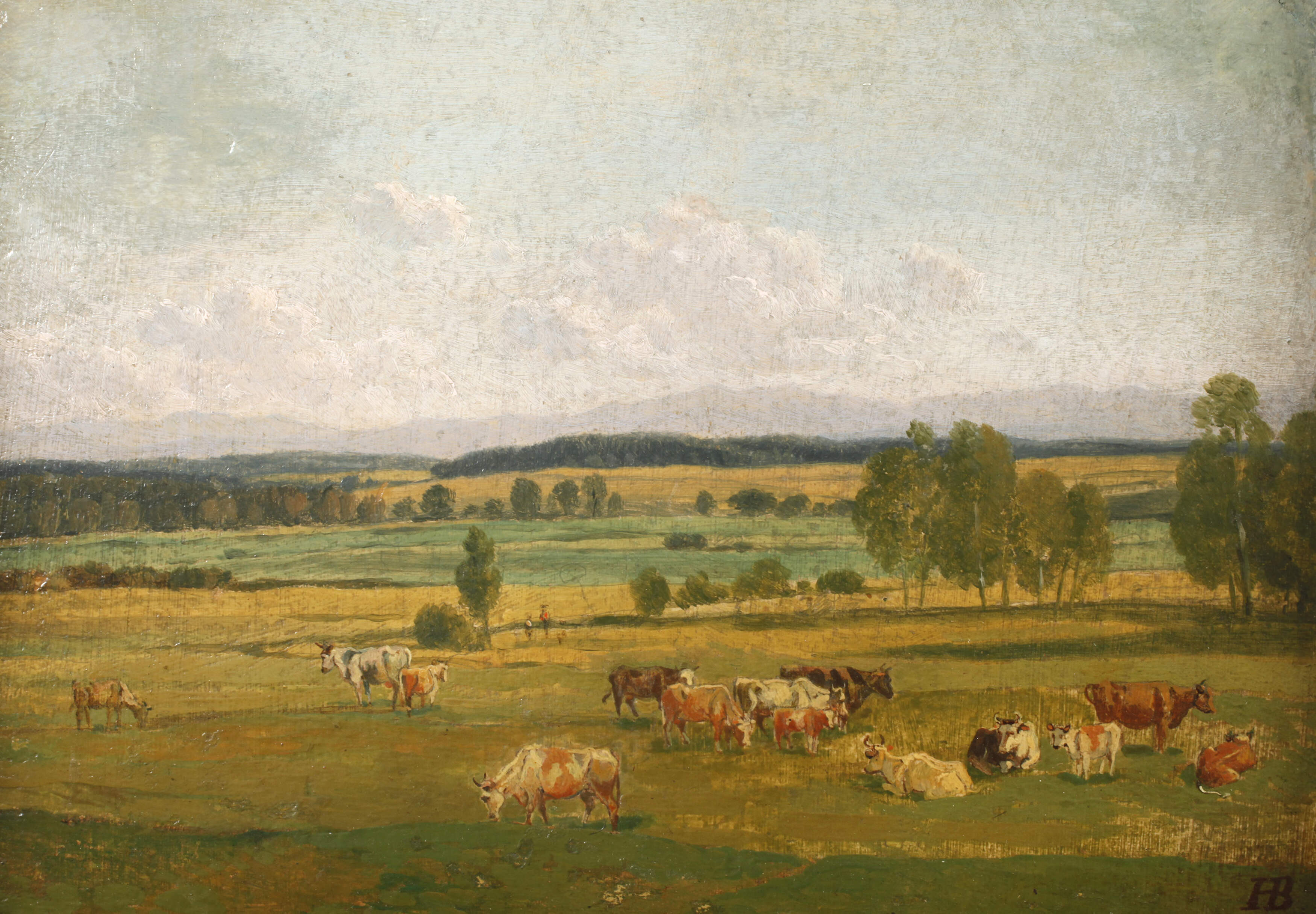 Heinrich Bürkel, attr., Landschaft mit Kühen