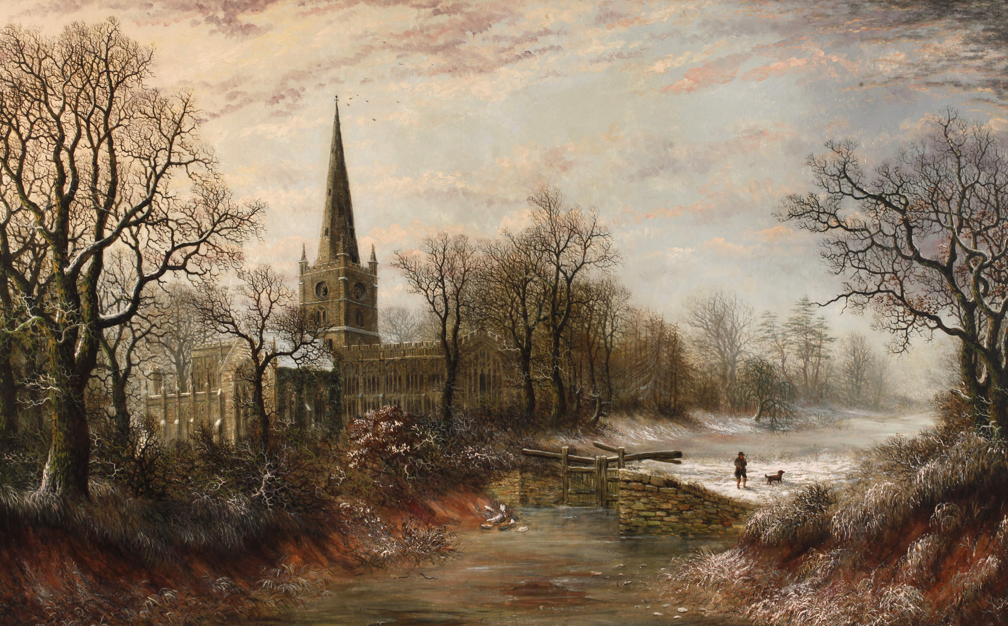 Charles Leaver, attr., Kloster in Winterlandschaft