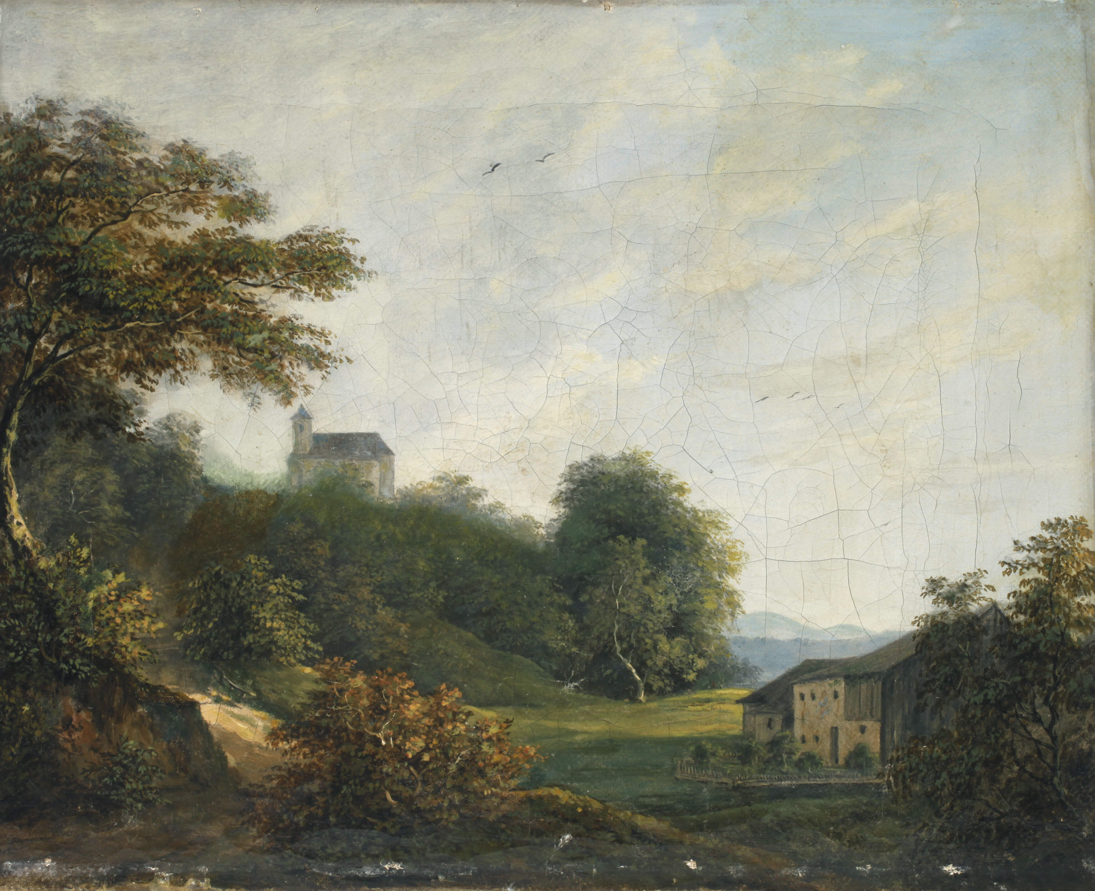 Martin Martin, attr., Sommerlandschaft mit Kirche
