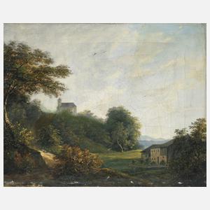 Martin Martin, attr., Sommerlandschaft mit Kirche