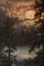 Johann Jakob Reinhardt, Waldlandschaft am See im Sonnenuntergang