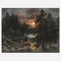 Johann Jakob Reinhardt, Waldlandschaft am See im Sonnenuntergang111