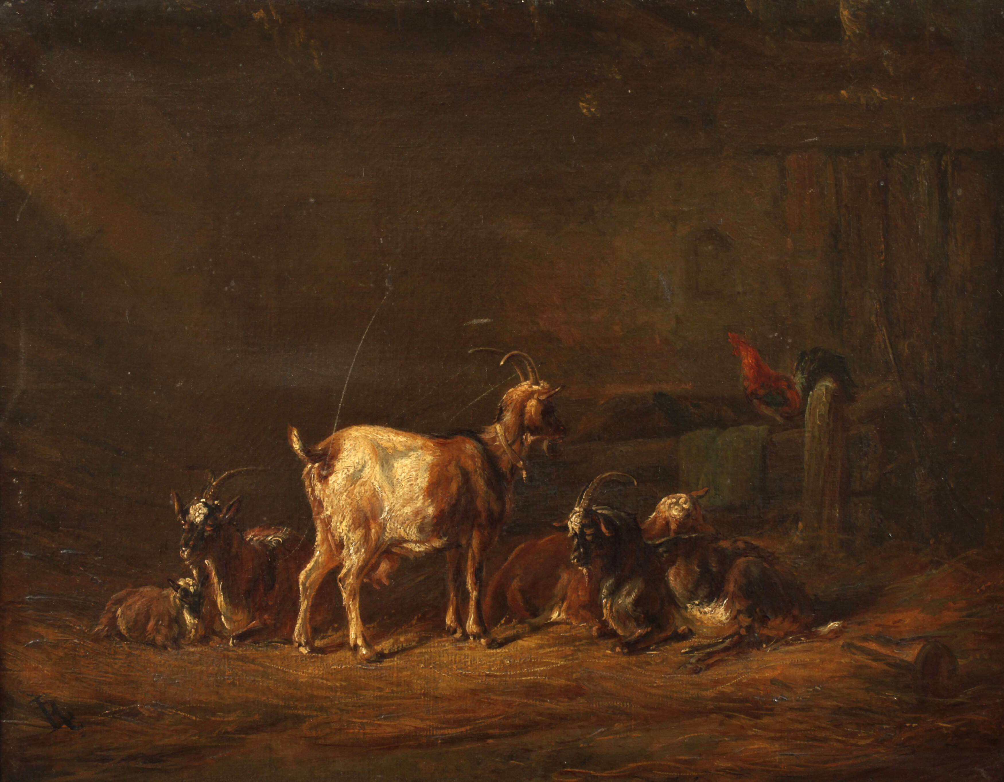 Louis Reinhardt, attr., Im Ziegenstall