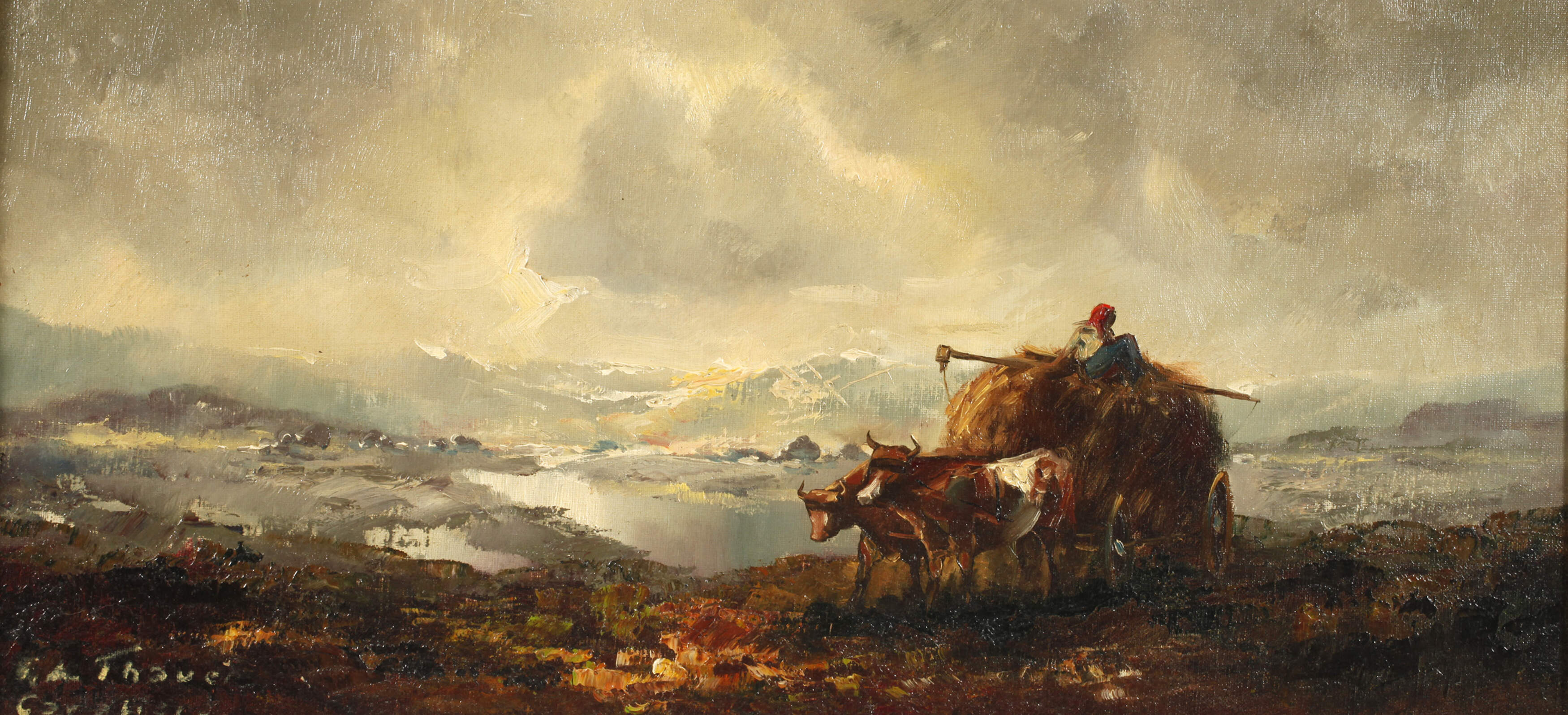 Friedrich Carl Thauer, Heufuhrwerk im Gebirge