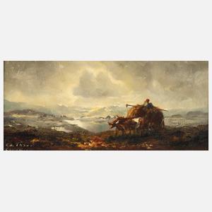 Friedrich Carl Thauer, Heufuhrwerk im Gebirge