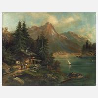 H. Urban, Gebirgssee mit Jägerhütte111