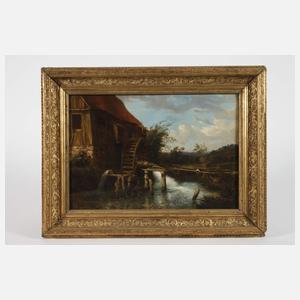 Mühle am Bach mit Kind
