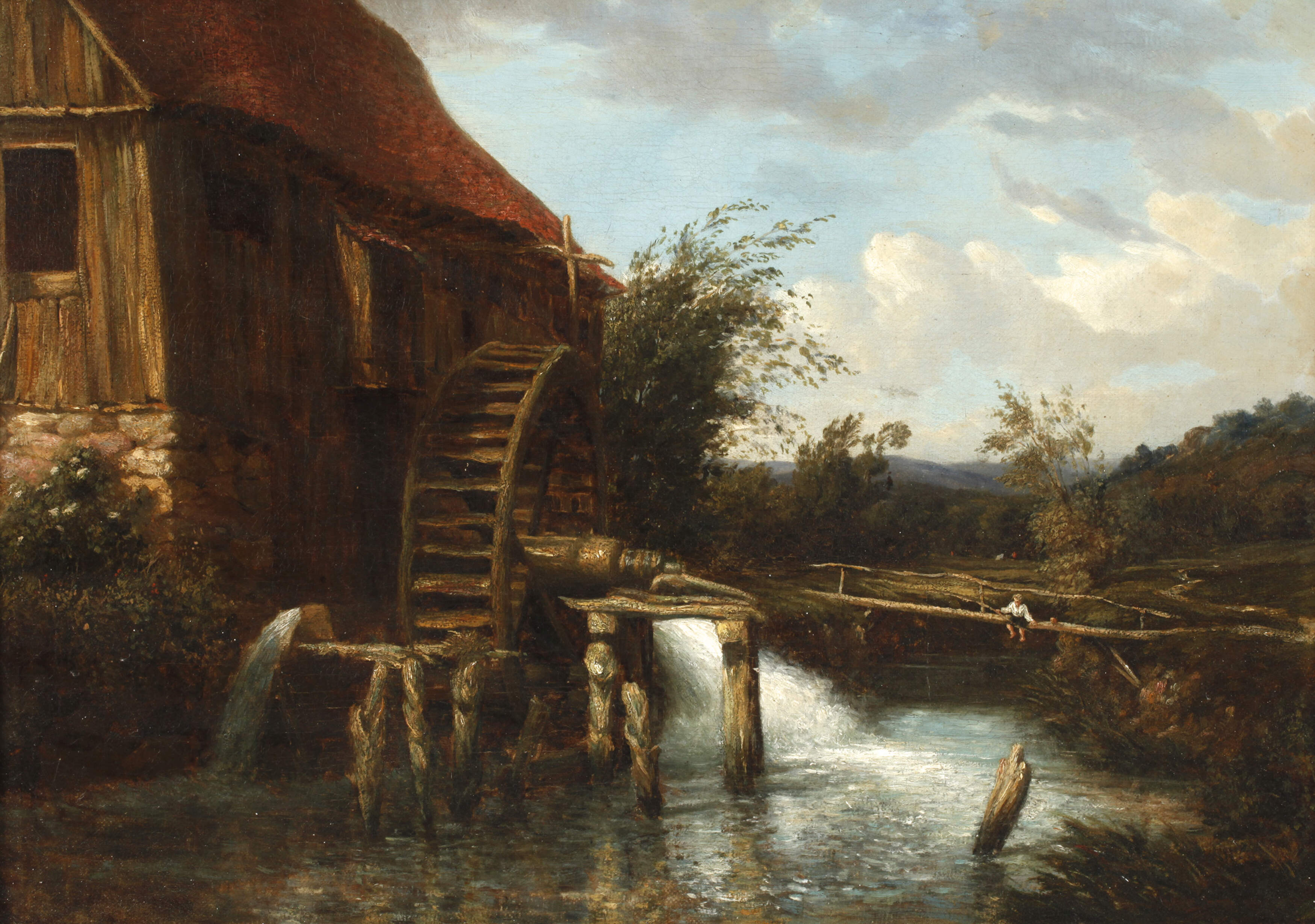 Mühle am Bach mit Kind