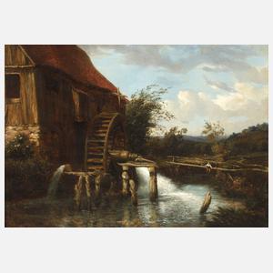 Mühle am Bach mit Kind