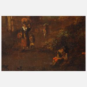Wanderer im ruinösen Städtchen