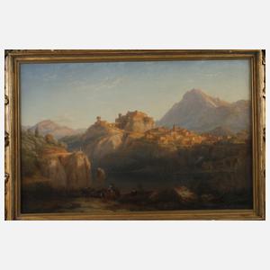 Mediterrane Gebirgslandschaft mit Burganlage