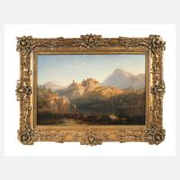 Mediterrane Gebirgslandschaft mit Burganlage111