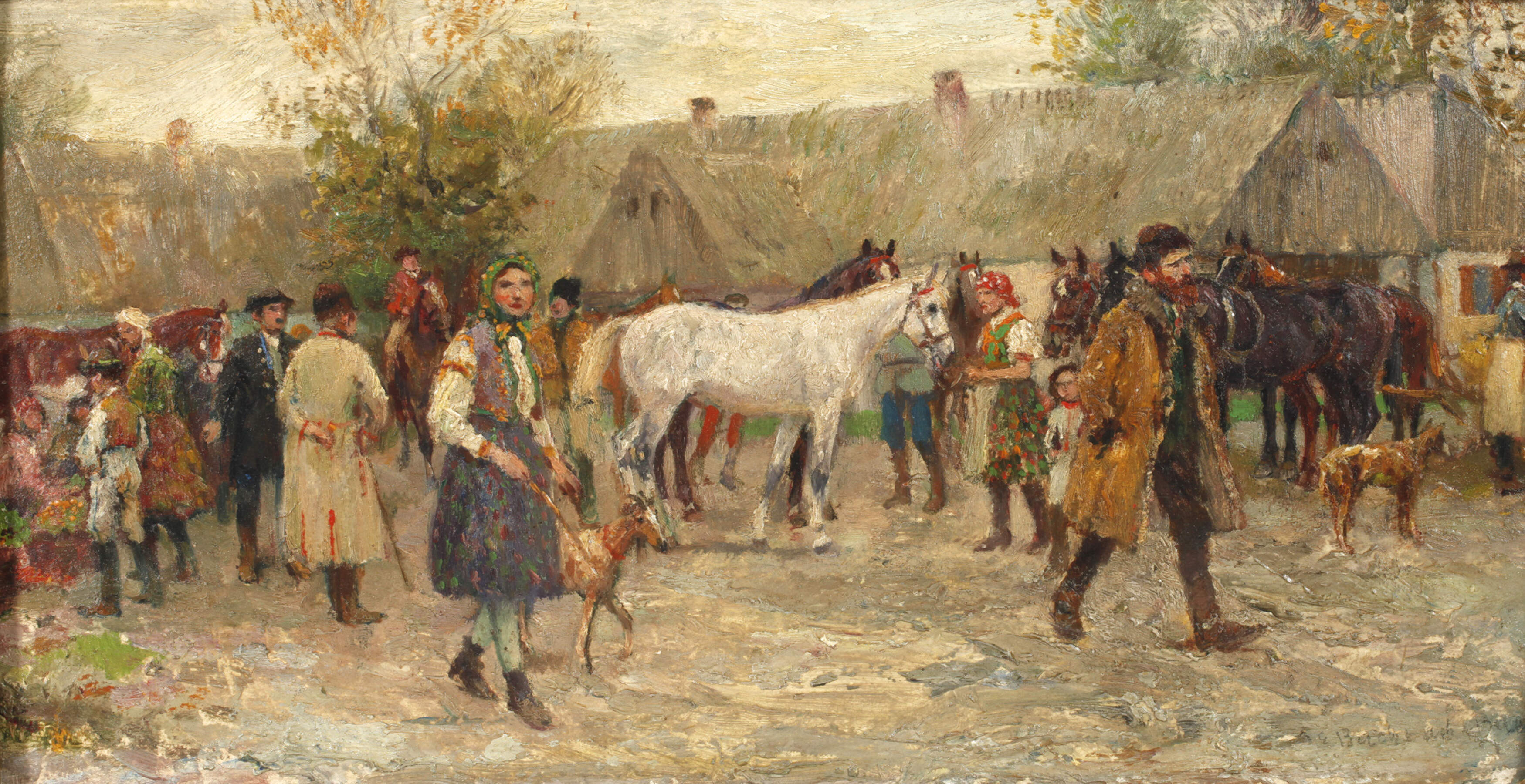 Emmanuel Bachrach-Barée, attr., Pferdemarkt
