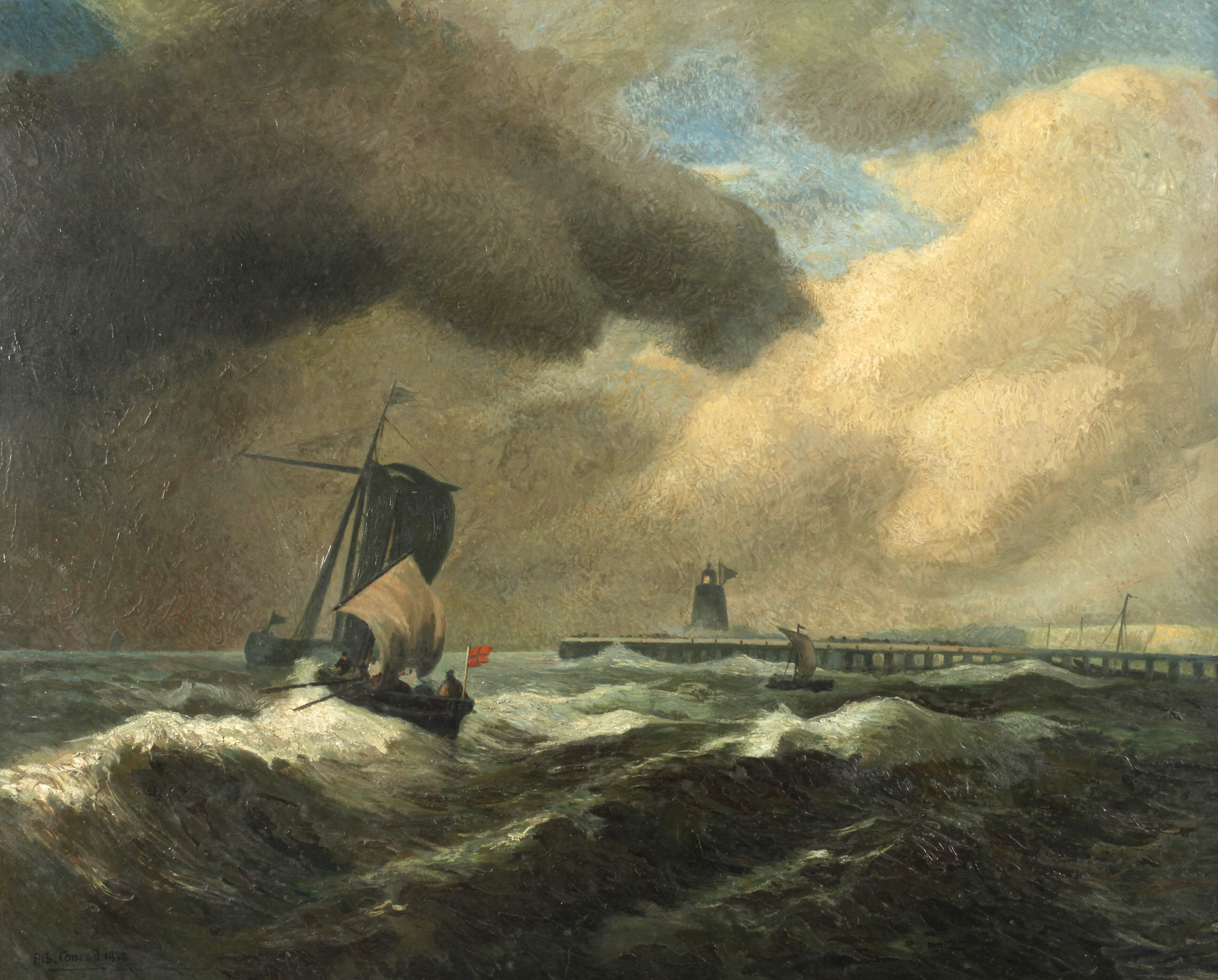 Alb. Conrad, Segelboot vor Küste
