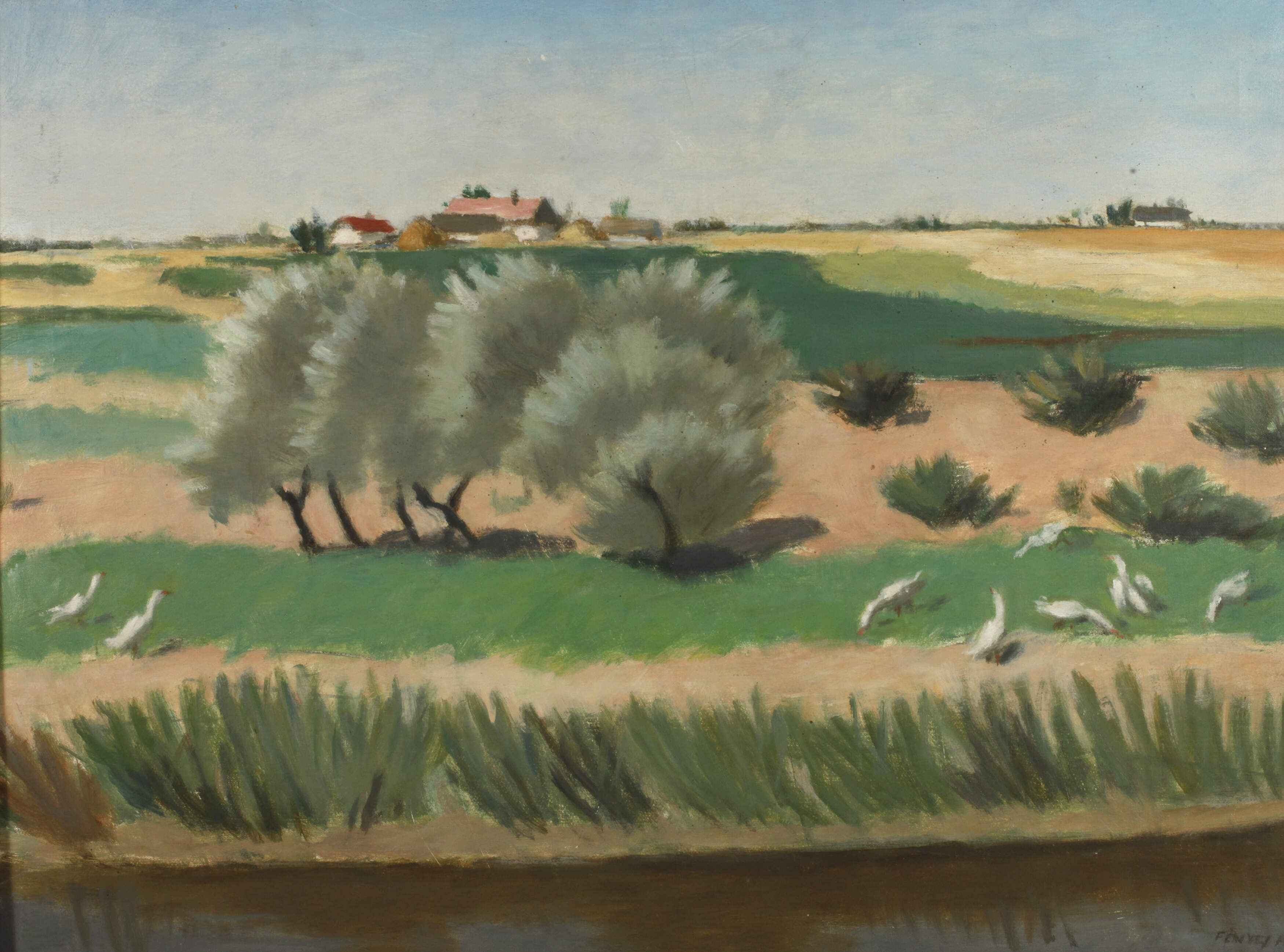 Adolf Fényes, Gänse am Fluss