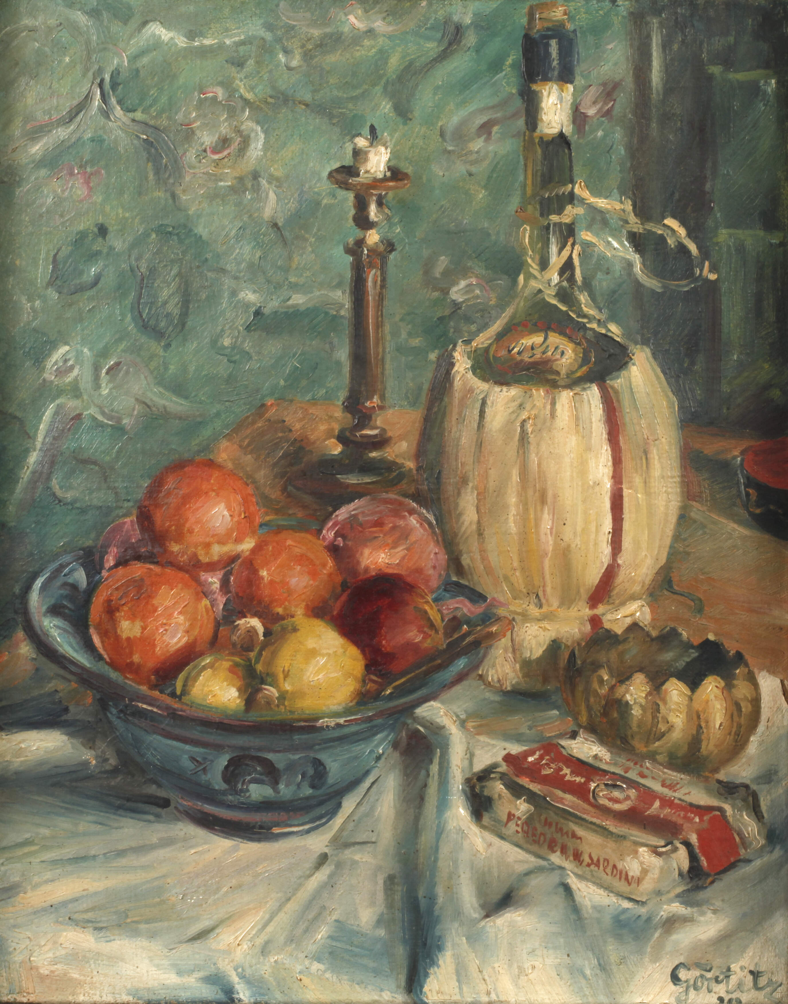 Friedrich Görtitz, Stillleben mit Weinflasche