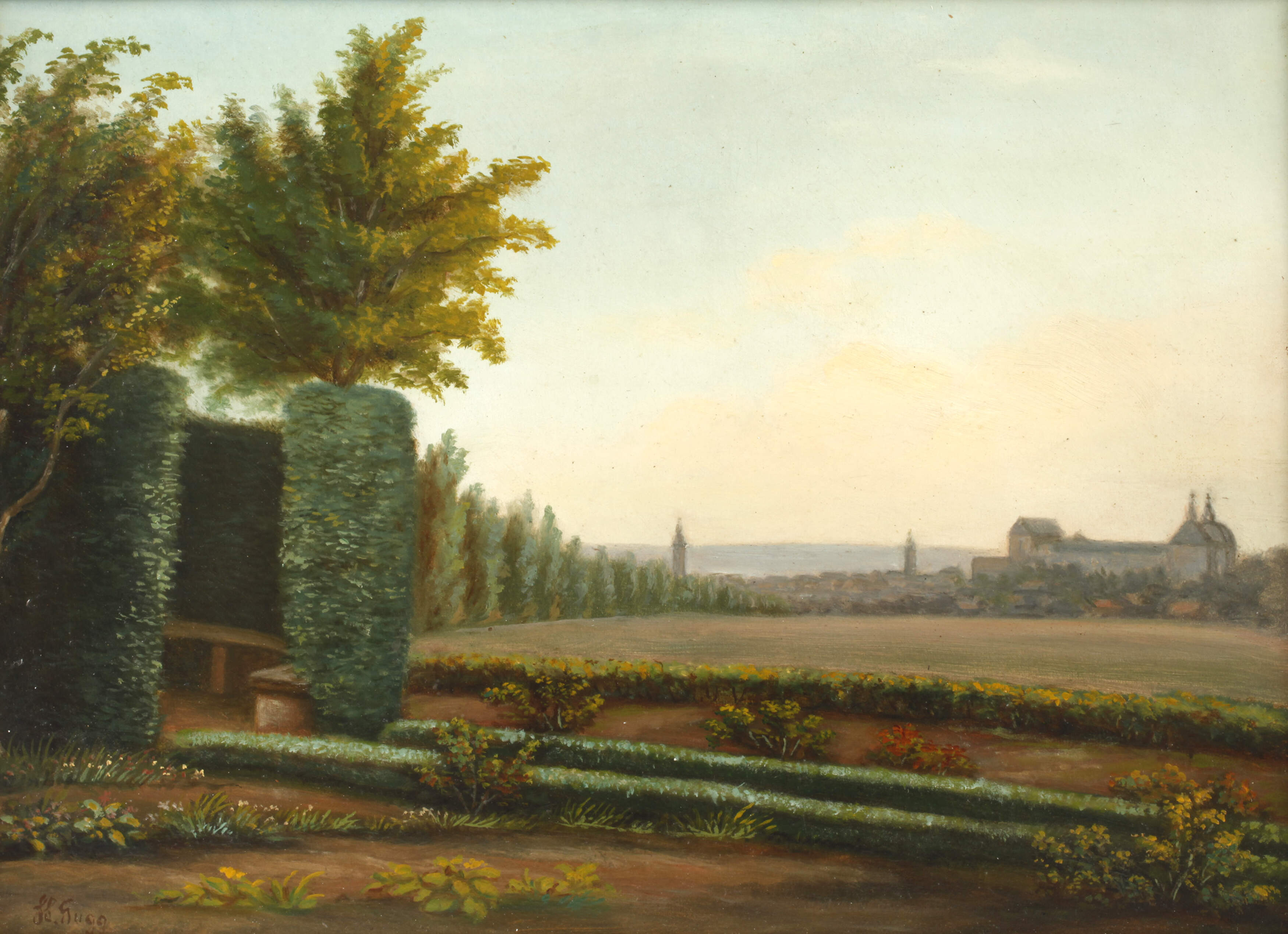 Oskar Gugg, Ansicht von Gotha mit Schloss Friedenstein von Osten