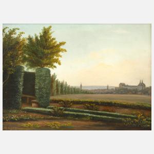 Oskar Gugg, Ansicht von Gotha mit Schloss Friedenstein von Osten