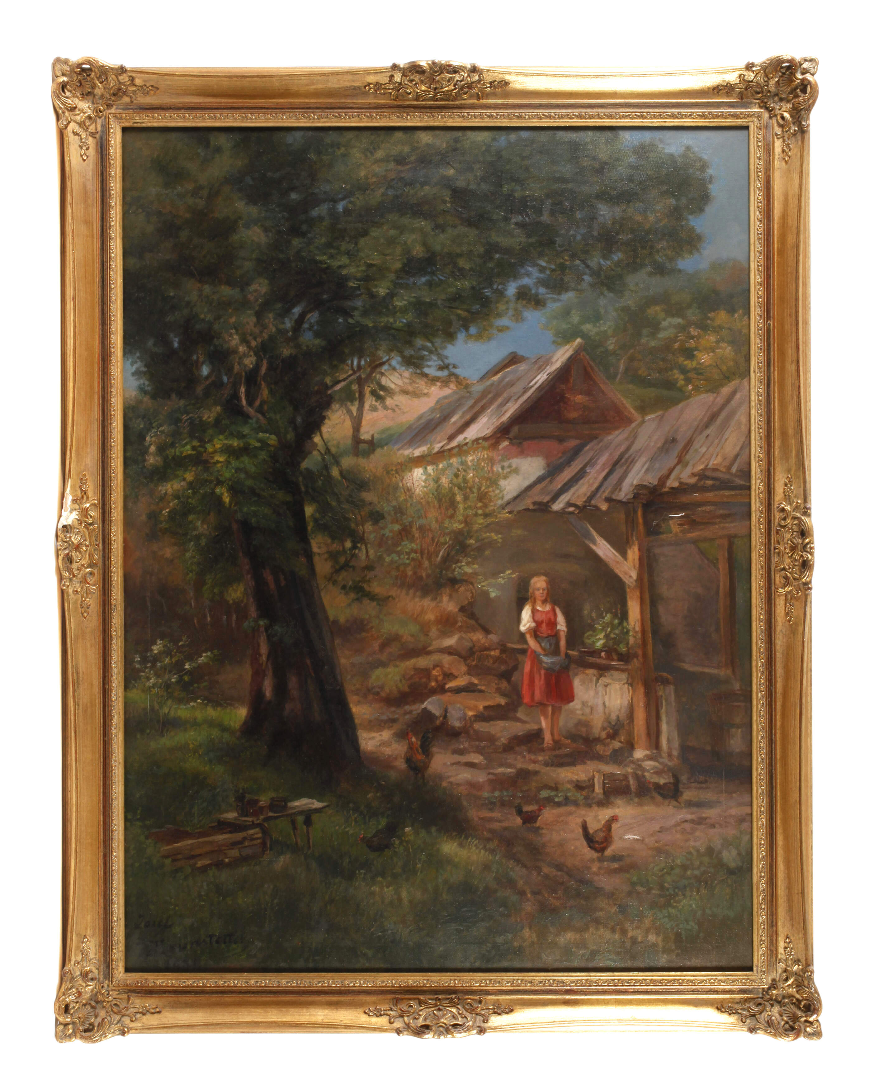 Josef Haunstetter, Mädchen auf dem Hühnerhof