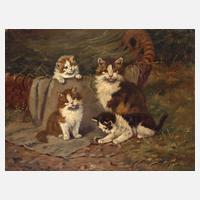 Benno Kögl, Katze mit drei Kätzchen an einem Korb111
