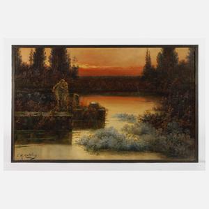 V. R. Matalony, See im Sonnenuntergang