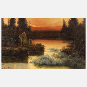 V. R. Matalony, See im Sonnenuntergang