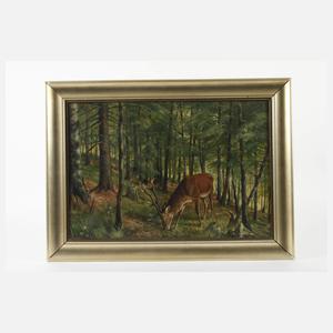 Friedrich Reimann, attr., Hirsch im Laubwald
