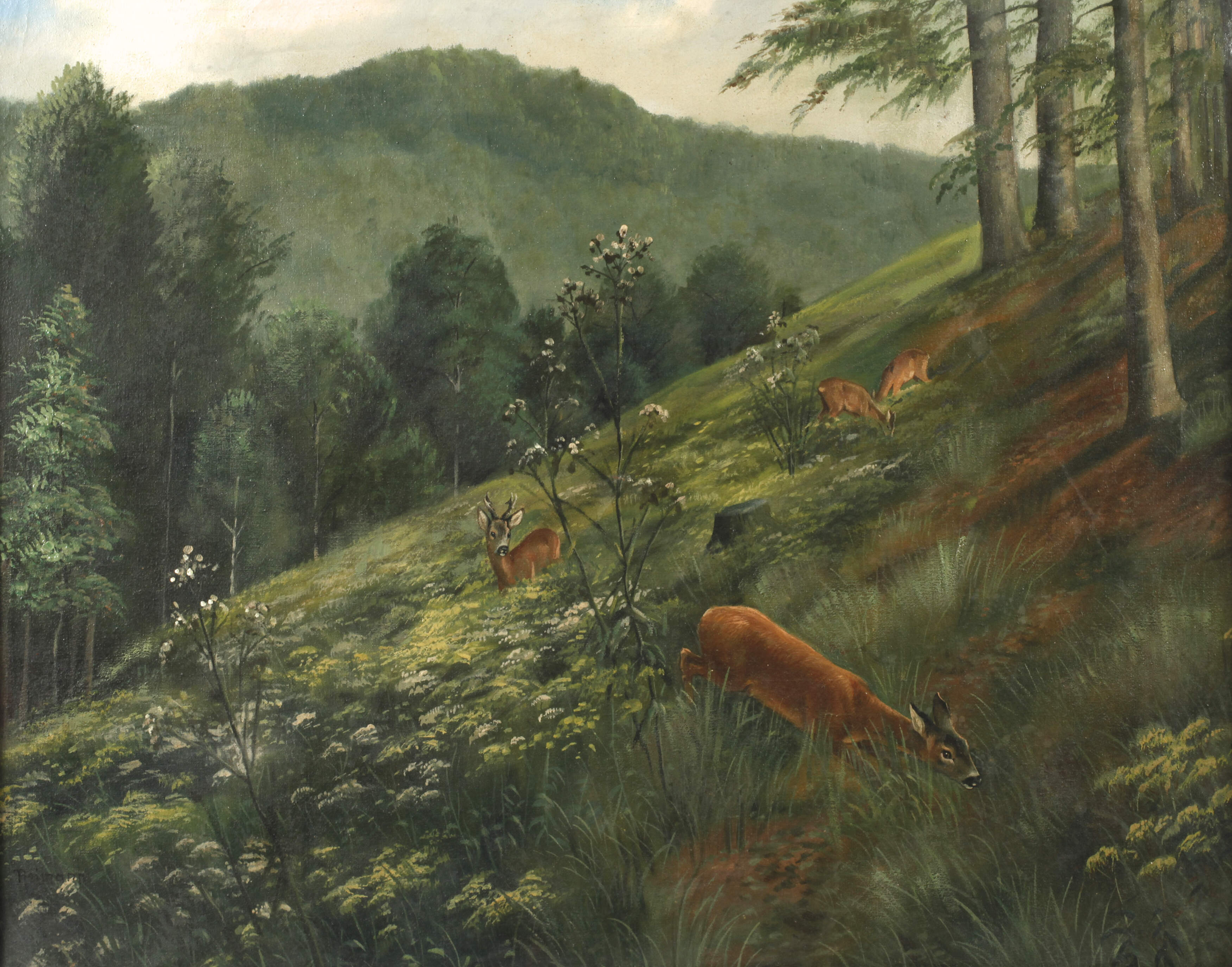 Friedrich Reimann, Rehe auf Waldlichtung
