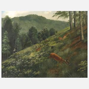 Friedrich Reimann, Rehe auf Waldlichtung