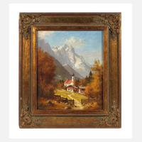Max Sammet, Obergrainau mit Kirche und Zugspitze111