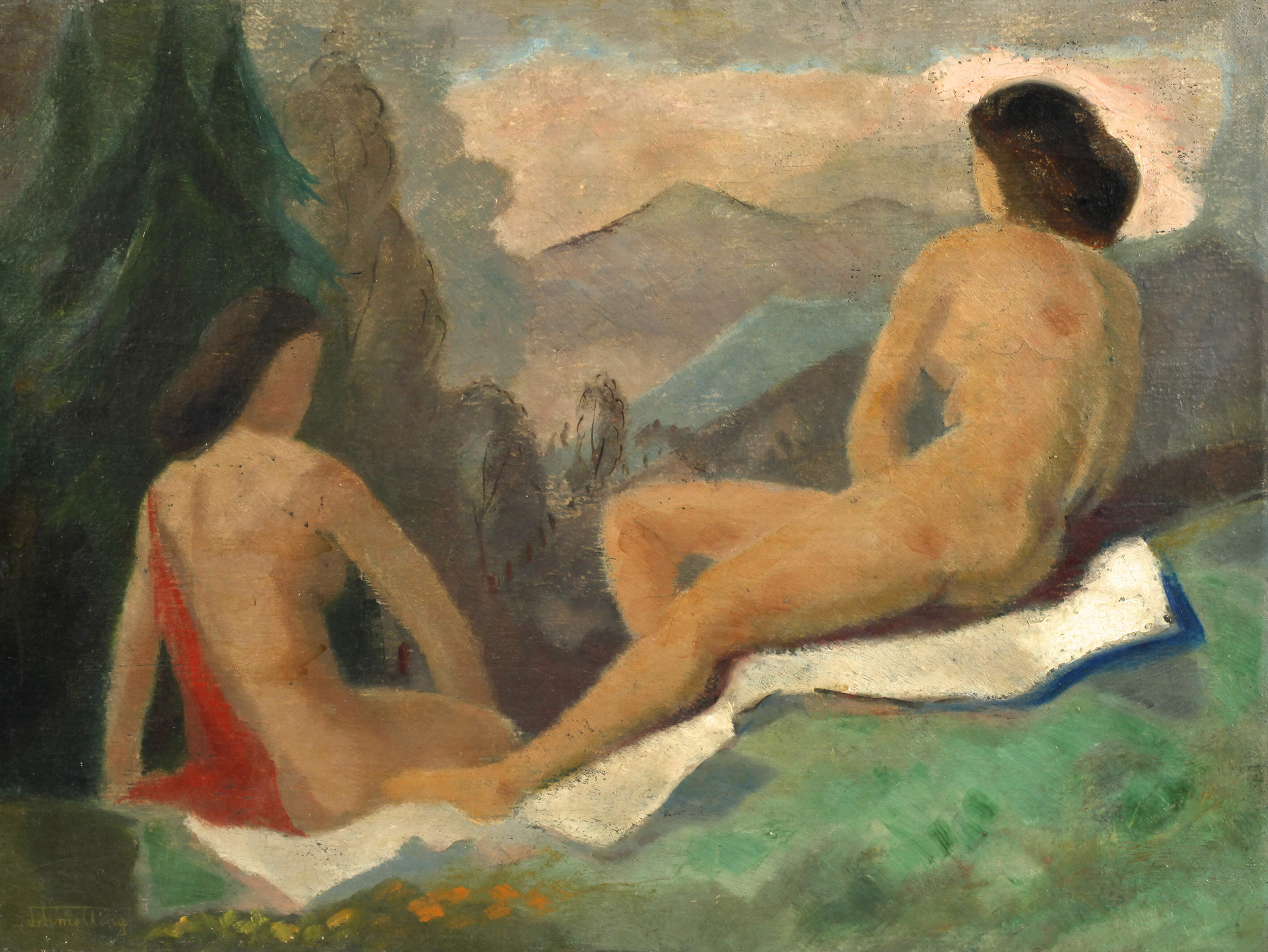 Paul Schmolling, Zwei Rückenakte in der Landschaft