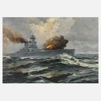 Karl Stephan Kriegsschiff beim Feuern der Kanonen111