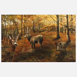 Christiane Vleugels, Herbstwald mit Wild