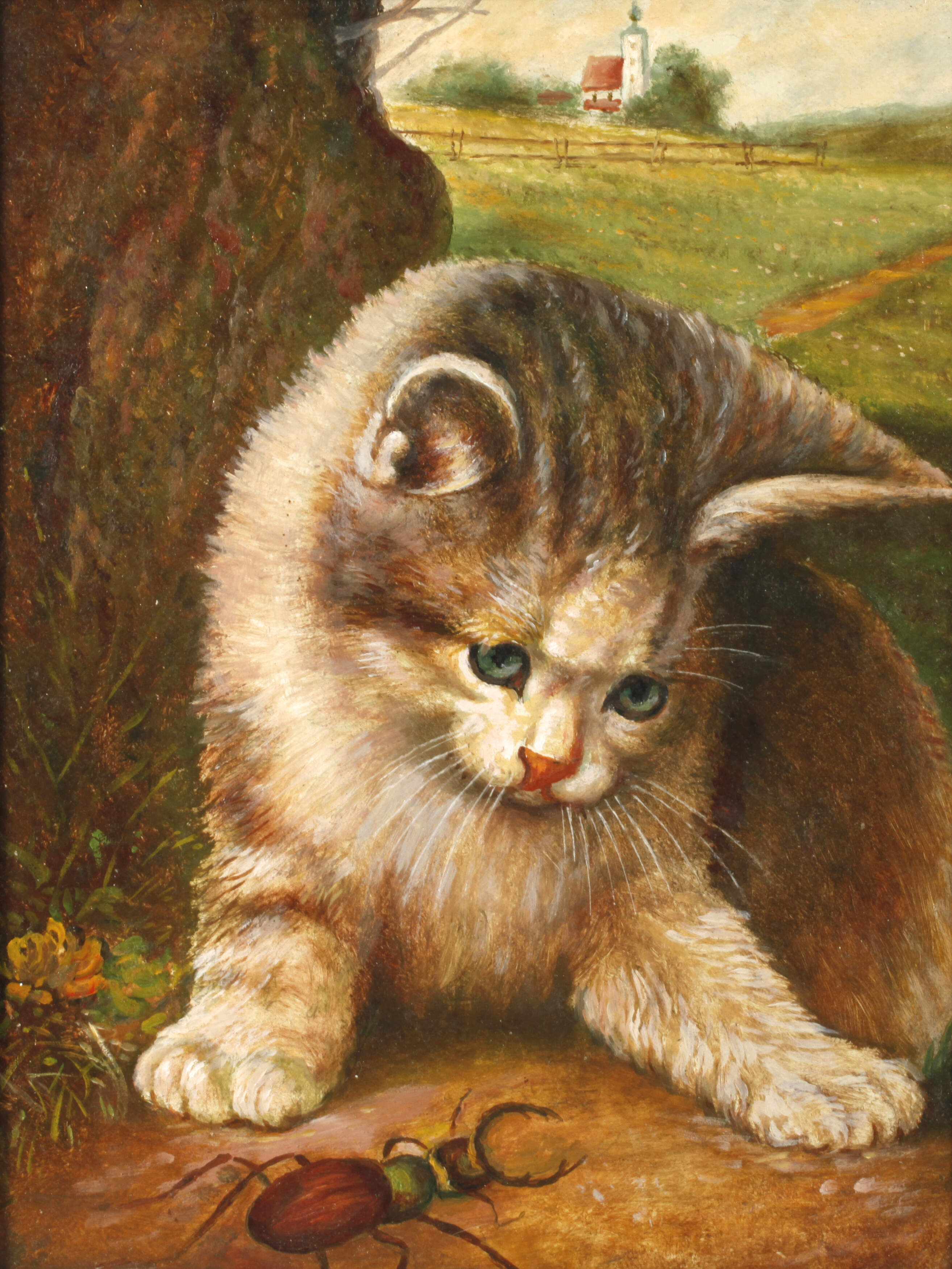 Katze mit Hirschkäfer nach Wilhelm Schwar