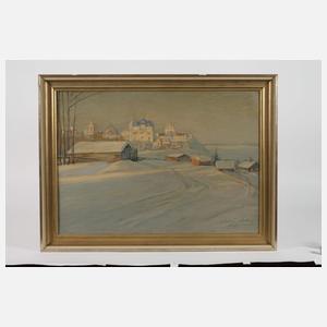 Russische Winterlandschaft mit Kloster