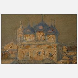 Russische Winterlandschaft mit Kloster