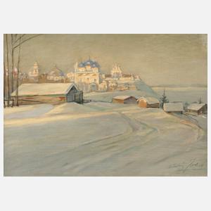 Russische Winterlandschaft mit Kloster