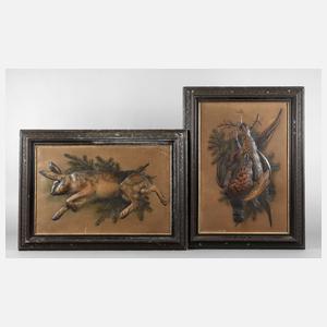 Paar jagdliche Wandreliefs