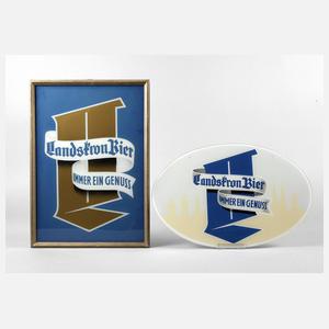 Zwei Werbeschilder Landskron Bier