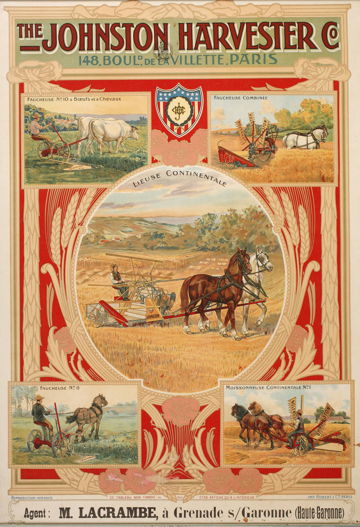 Werbeplakat The Johnston Harvester Co.