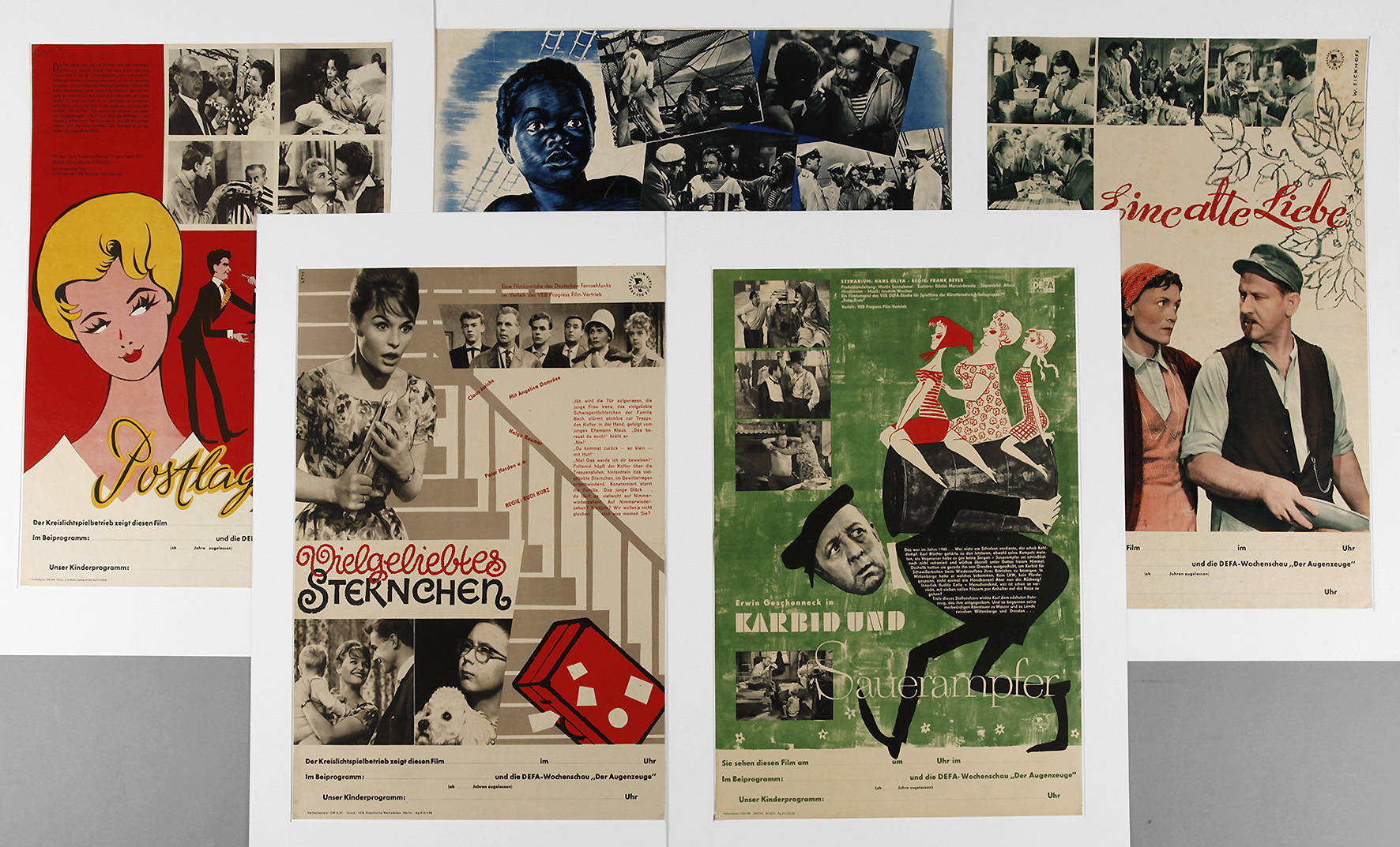Fünf Filmplakate des Progress-Filmverleihs der DDR