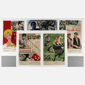Fünf Filmplakate des Progress-Filmverleihs der DDR