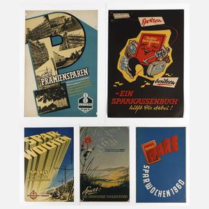Fünf Plakate Sparkassenwerbung DDR