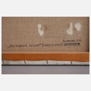 Orest Konstantinovic Alikin, russische Landschaft mit Kirche