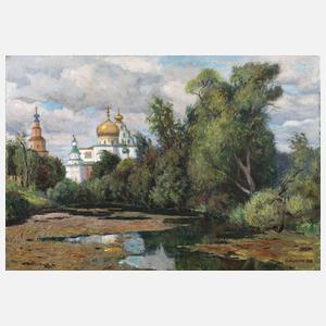Orest Konstantinovic Alikin, russische Landschaft mit Kirche
