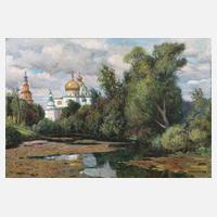 Orest Konstantinovic Alikin, russische Landschaft mit Kirche111