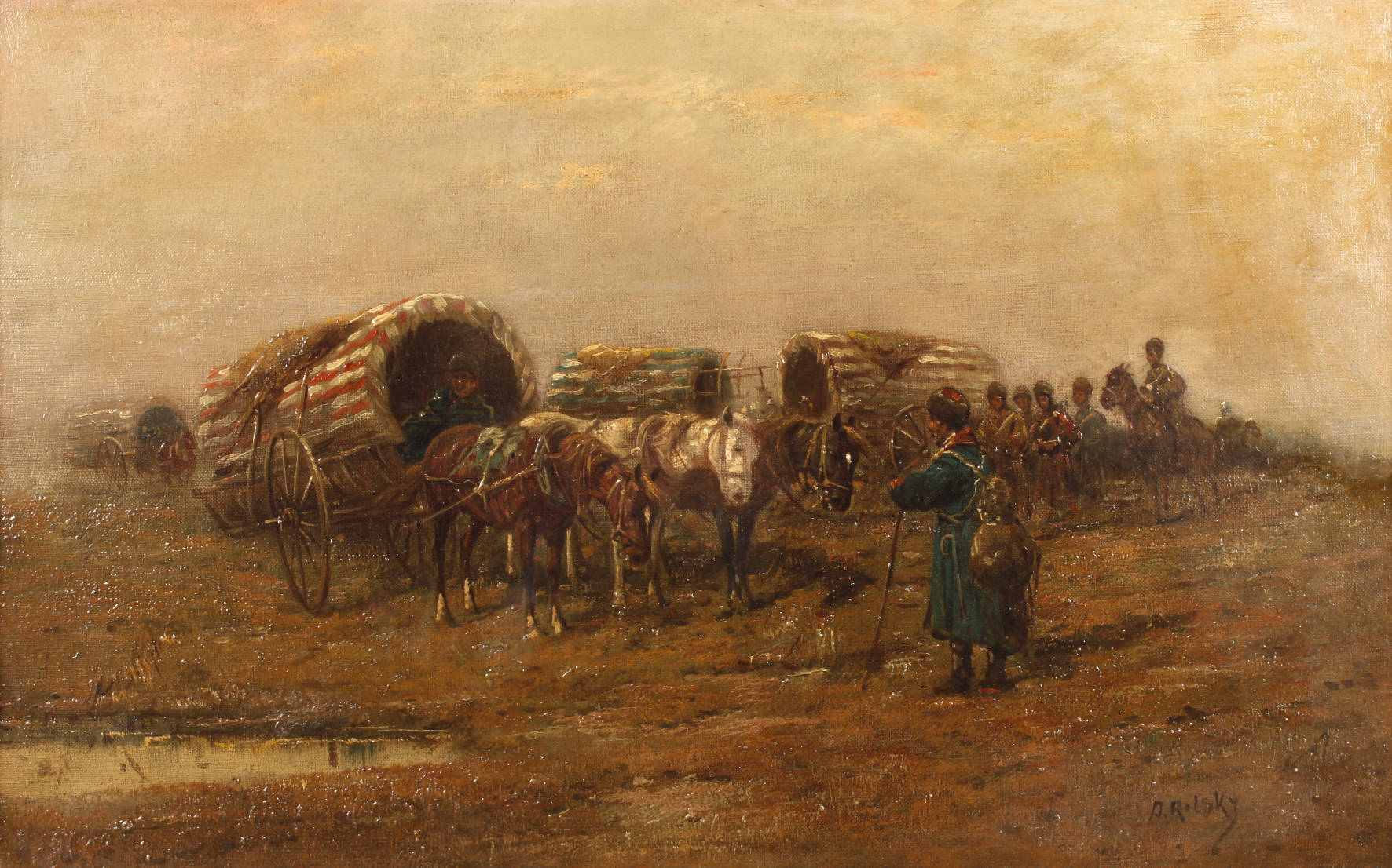 A. Rolsky, Soldaten in Landschaft