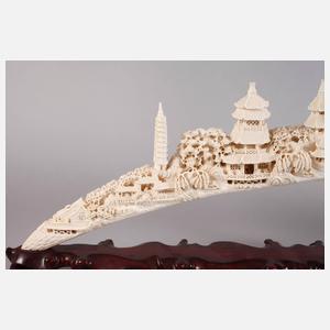 Große Zierschnitzerei Elfenbein