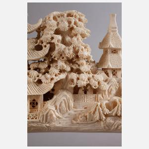 Große Zierschnitzerei Elfenbein
