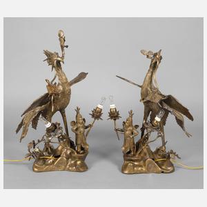 Paar figürliche Bronzelampen